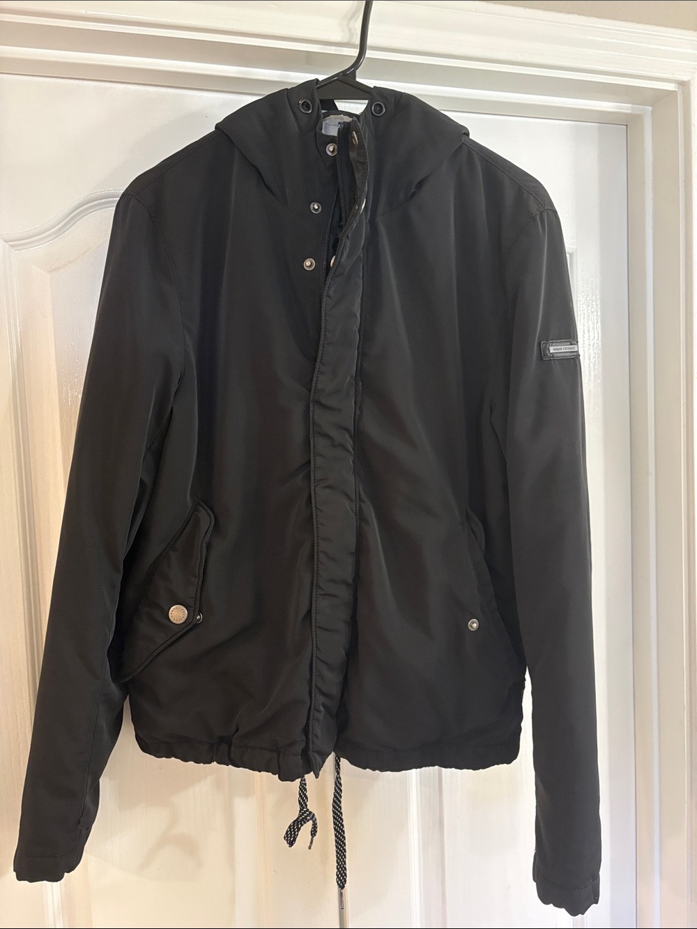 Armani Exchange Black Hooded Puffer Jacket